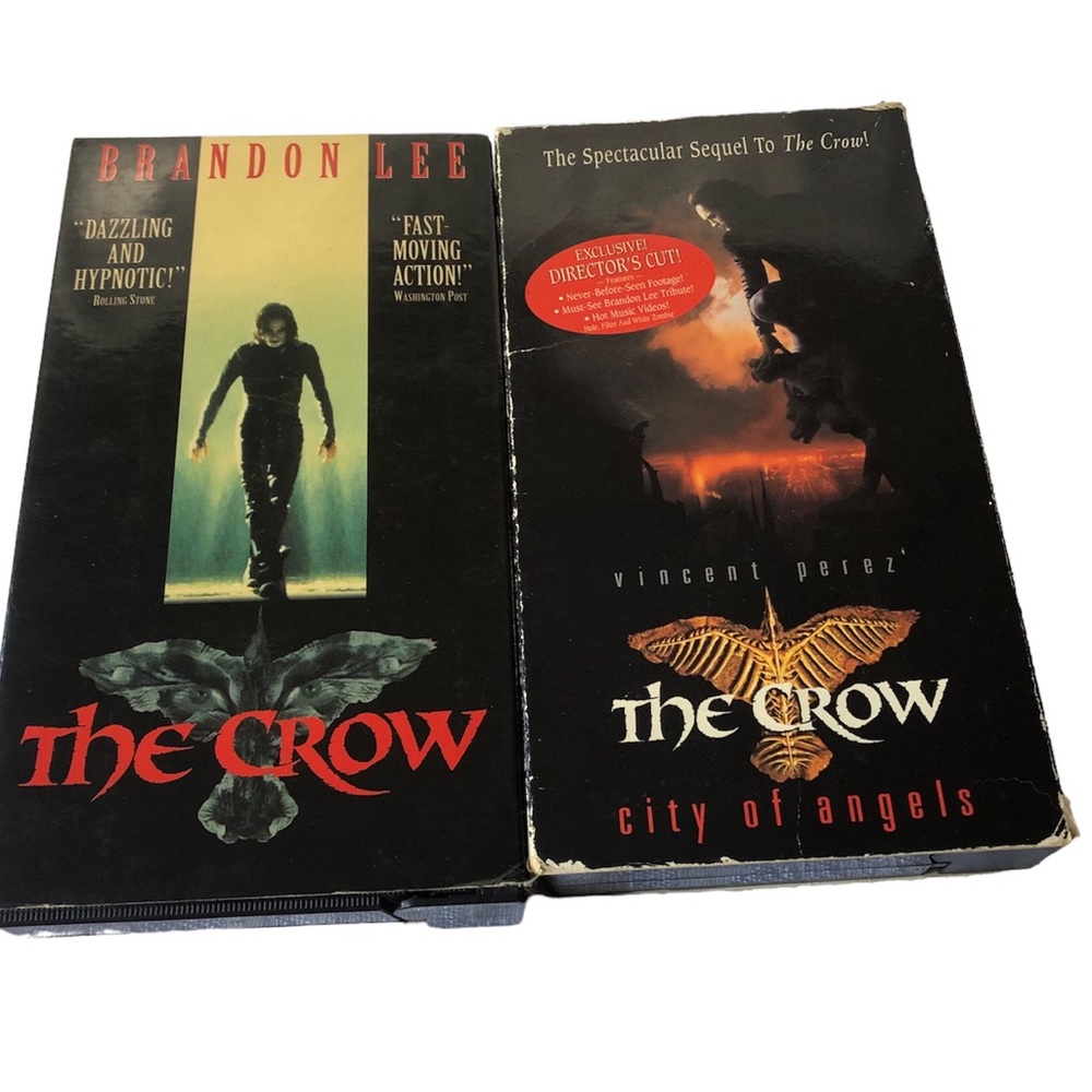 The Crow 1993 & 2 City Of Angels 1996 VHS Video 1993 Brandon Lee  Miramax